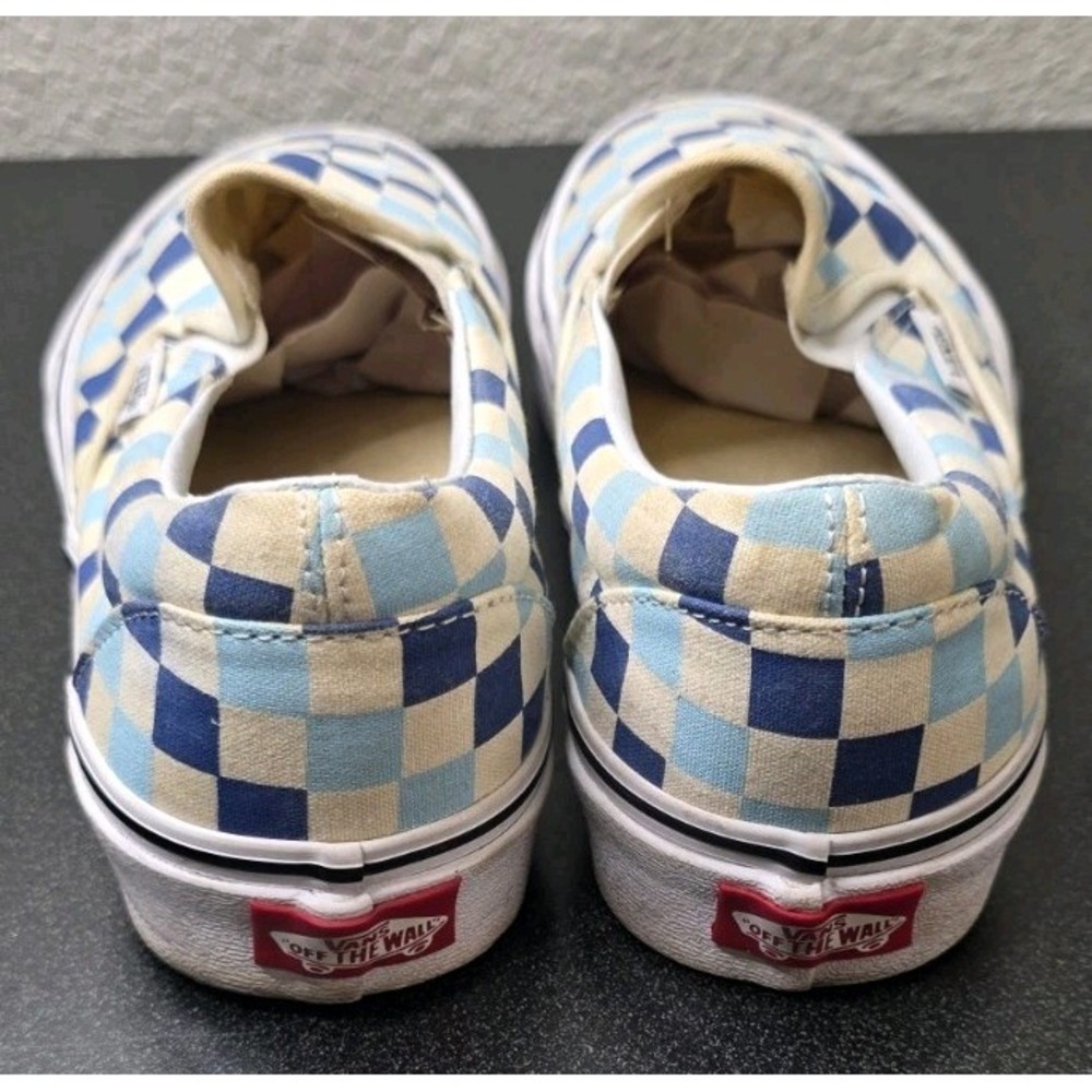 Vans CHECKERBOARD SLIP ON TOPAZ BLUE Sneaker Skate Y2K W8.5 M7 Shoe Retro - Picture 4 of 6